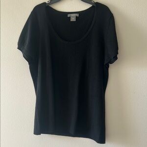 Black Relaxed Short Sleeve Tee - Ann Taylor Cashmere